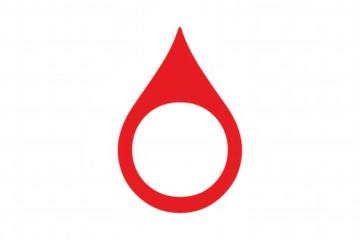 Red blood drop vector icon for medical donation, healthcare, and urgency concepts on transparent background