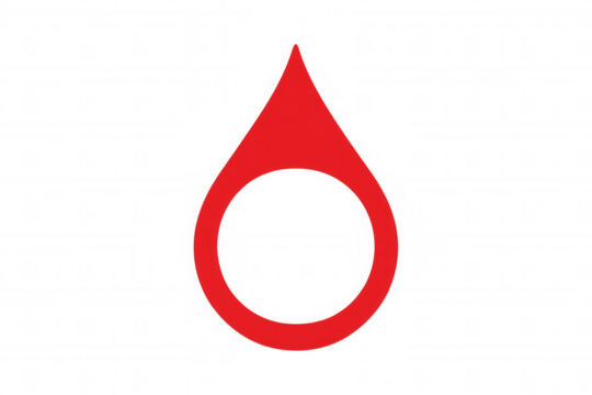 Red blood drop vector icon for medical donation, healthcare, and urgency concepts on transparent background