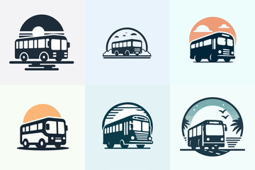 Fototapeta premium bus set vector illustration