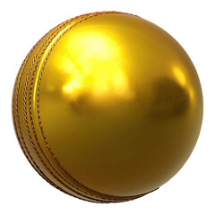 High-quality golden cricket ball with elegant polished finish on transparent background