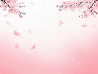 春風に舞う桜の花びらが優しい光に包まれるイラスト