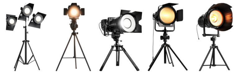 Professional Studio Lighting Setup with Multiple Light Sources, PNG bundle collection, Isolated on Transparent Background