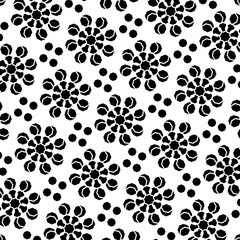 Seamless black floral hexagonal geometric pattern.
