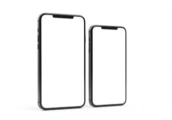 Two smartphones with blank screens stand side by side.