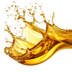 A dynamic splash of golden liquid, detailed with highlights, against a black background