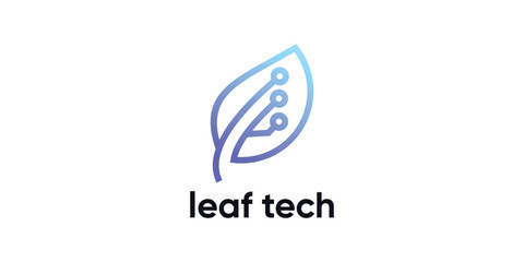 Leaf Tech Logo – Modern Technology Leaf Symbol for Eco Innovation and Digital Growth