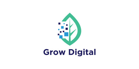 Grow Digital Logo – Eco Technology and Sustainable Innovation Symbol