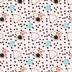 seamless pattern with hearts and dots