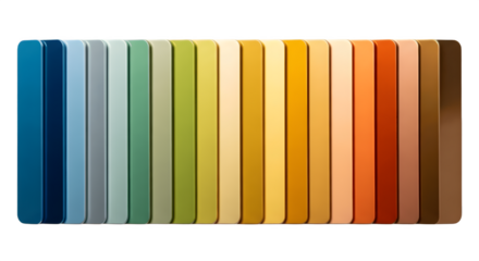 A vibrant spectrum of rectangular color swatches on display.