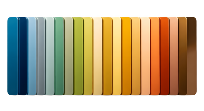 A vibrant spectrum of rectangular color swatches on display.