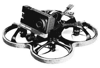 Drone FPV Line Stroke. Halftone R1008