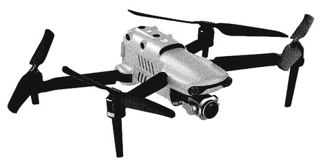 Drone FPV Line Stroke. Halftone R1004