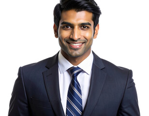  Confident Asian Businessman Smiling Portrait in Formal Suit and Tie, Isolated on Transparent Background 