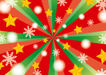 クリスマス背景と星と雪のイラスト