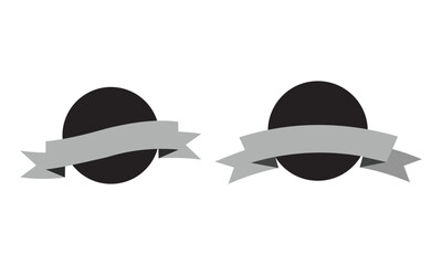 Elegant Black Circle Emblems Adorned with Gray Ribbons Classic Design Elements for Logos and Branding Purposes Distinct Visuals