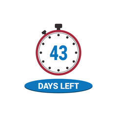 43 days left clock icon vector counting days and remaining time, countdown alarm