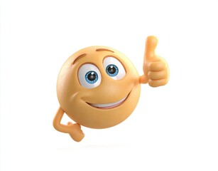 3D rendered smiling emoji with thumbs up, on a white background