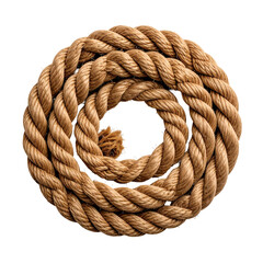 Close-up shot of a thick, coiled rope against a black background, showing texture