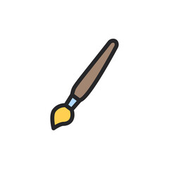 Isolated Brown Paintbrush with Yellow Bristles on Transparent Background Ideal for Art Education and Creative Projects Illustration