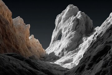 Obraz premium Dramatic, abstract landscape with sculpted rock formations. Intriguing rock arches and valleys