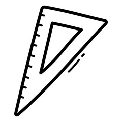 Isolated Black and White Triangle Ruler Illustration for Education or Design With Transparent Background Simple Style Graphic Resource for Math Geometry