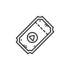 Black and White Ticket Icon with Triangle on Transparent Backdrop for Events