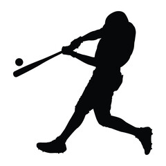 baseball player  batting vector silhouette 