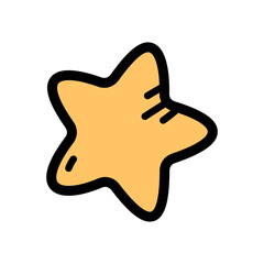 Isolated Gold Star Doodle with Black Outline on Transparent Backdrop Whimsical Celebration Icon Graphic Element Decorative Design Simple Style Flat Vector