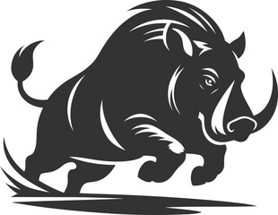 Obraz premium Black vector of a babirusa silhouette illustration