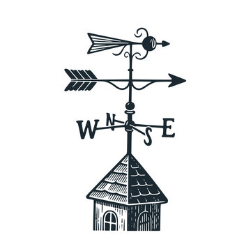 Weather vane set icons. Windvane &ndash; Black and White Icon Vector and Illustration