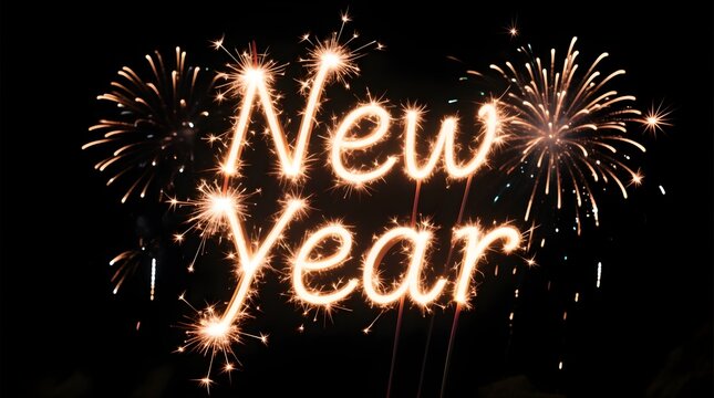 happy new year festive greeting card - featuring sparkler font and