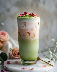 Iced Rose Matcha Latte
