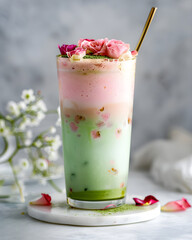 Iced Rose Matcha Latte