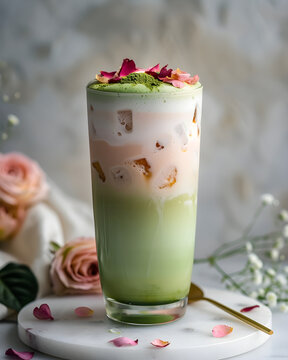 Iced Rose Matcha Latte