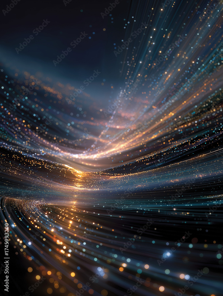 Wall mural abstract digital streams: a mesmerizing display of flowing digital streams, cascading with light and