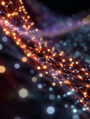 Obraz premium Digital Connections: This captivating abstract showcases interconnected nodes and pathways, glowing with an ethereal luminescence. The image creates a sense of connectivity, information flow.