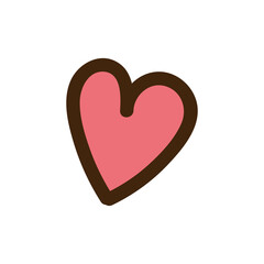 Isolated Pink Heart Shape with Brown Outline on Transparent Background for Hanukkah Doodle