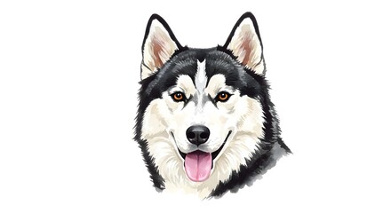 Cheerful husky dog portrait with a happy expression, perfect for adding a touch of canine charm to your project or design, showcasing a beloved pet breed