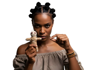 Voodoo Doll Curse Ritual Beautiful Woman Pinning Evil Juju Magic Spell