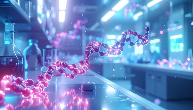 CRISPR gene editing visualization in modern laboratory - Powered by Adobe