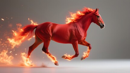 Majestic fire red horse running