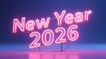 Happy New Year 2026 in neon lettering