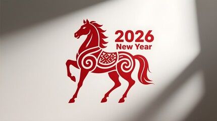 Chinese 2026 New Year symbol, oriental horse silhouette print