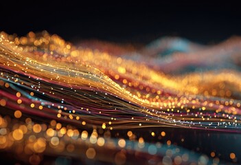 Abstract flowing lines with bokeh creating a visual representation of data or energy