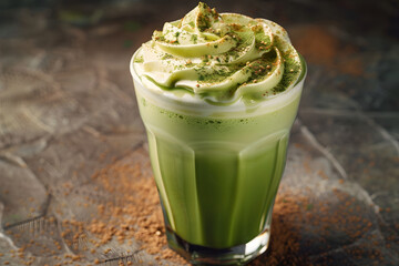 Creamy Iced Matcha Latte with Whipped Cream