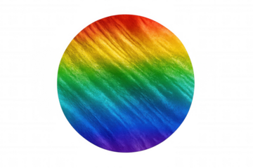 Circular rainbow featuring gradient colors in a textured diagonal pattern. Clipping path included with transparent background