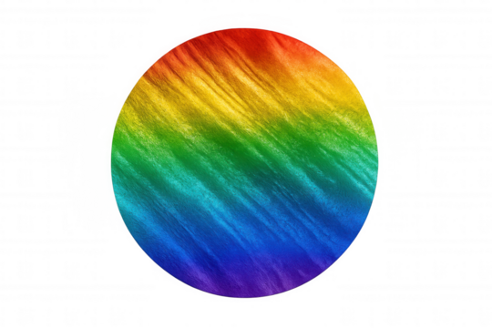 Circular rainbow featuring gradient colors in a textured diagonal pattern. Clipping path included with transparent background