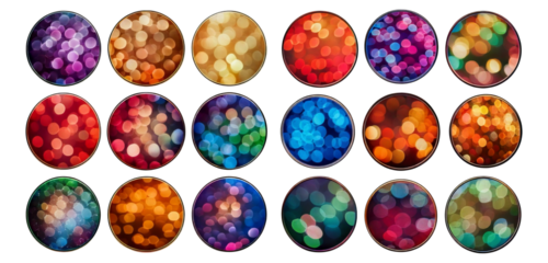 Colorful Light Bokeh Circles Background for Creative Design Use, Isolated on Transparent, white background