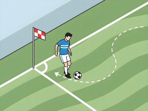 Flat vector design of the activities of a world cup soccer athlete - Powered by Adobe