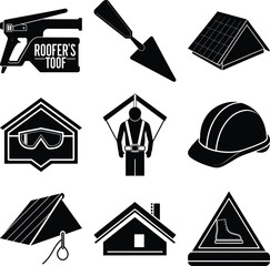 Roofer Black Vector elements isolated on white background
